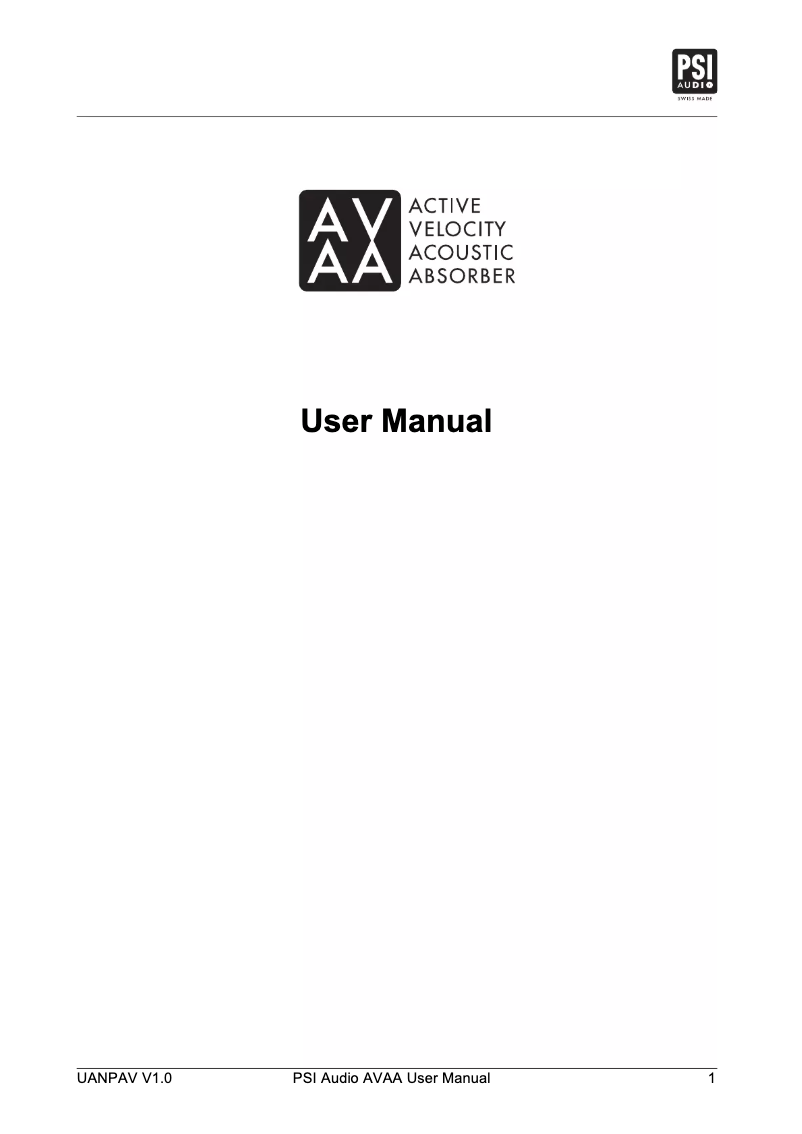 Image de la première page du manuel de l'appareil AVAA C20