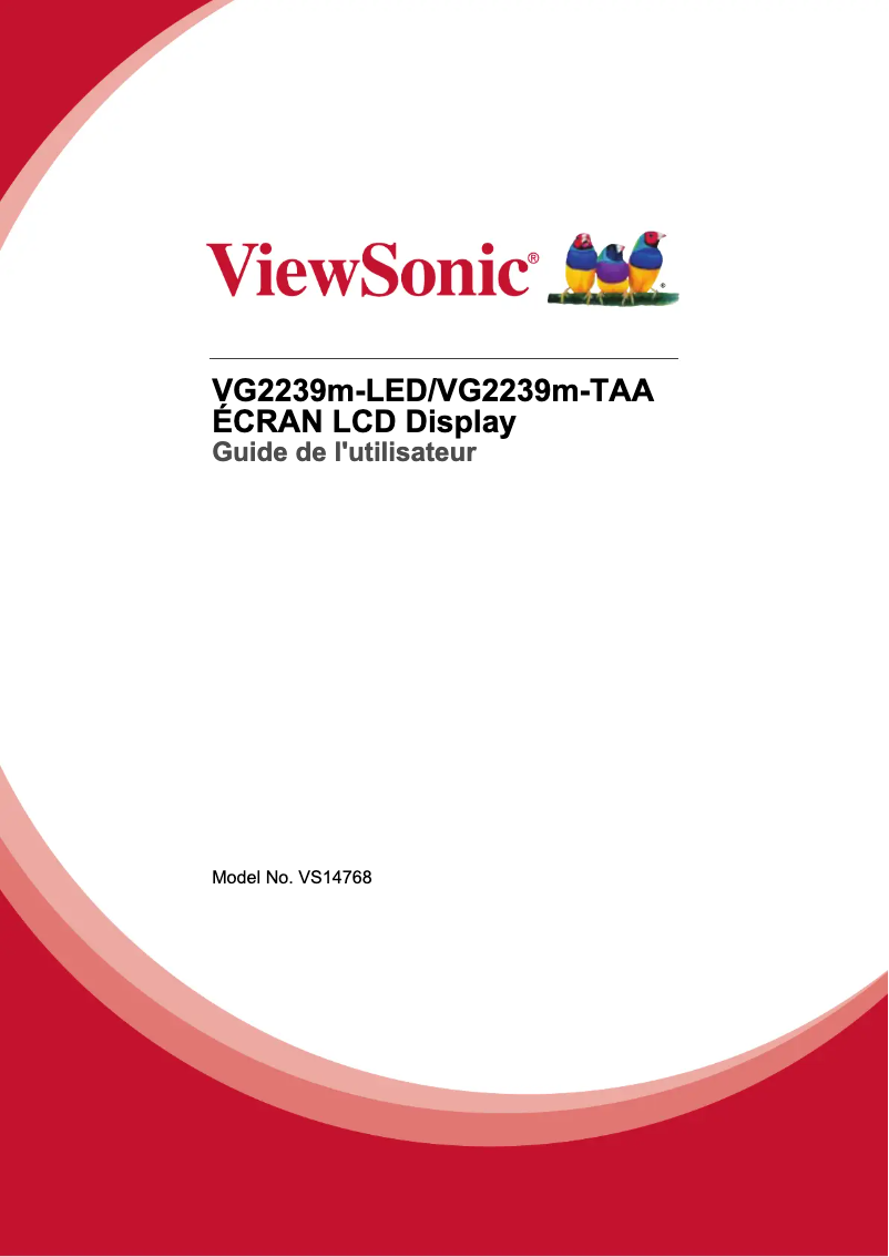 Page 1 de la notice Manuel utilisateur Viewsonic VG2239m-LED
