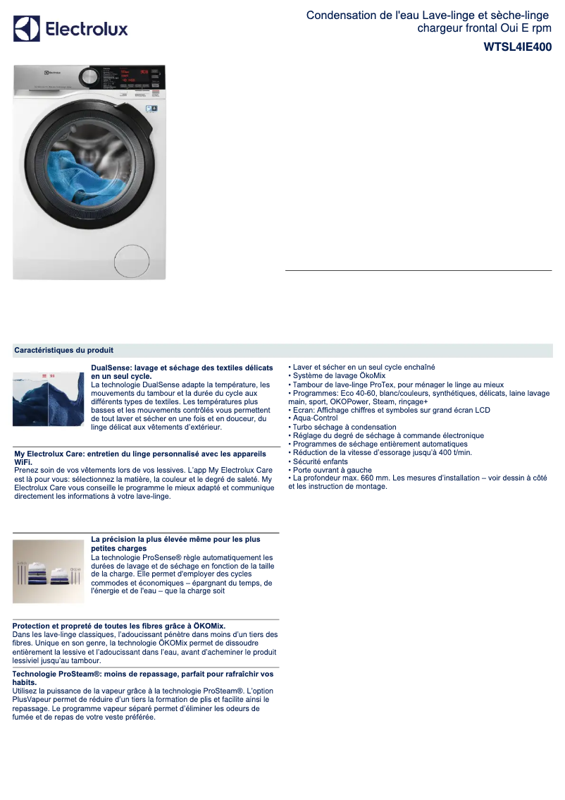 Image de la première page du manuel de l'appareil WTSL4IE400