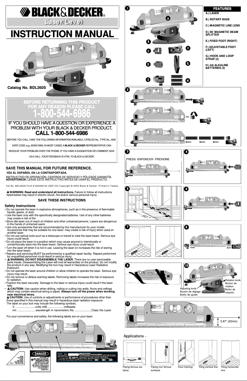 Image de la première page du manuel de l'appareil BDL260S