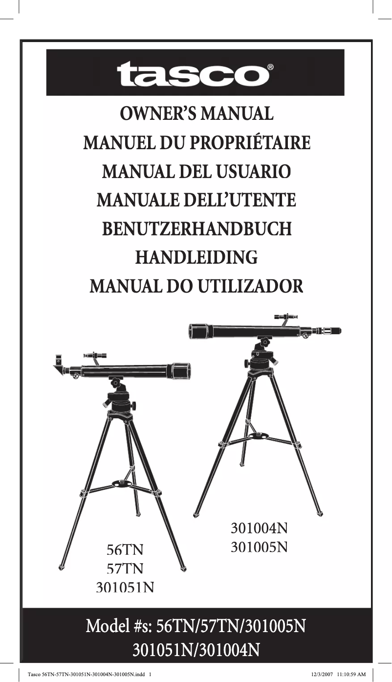 Page 1 de la notice Manuel utilisateur Tasco Specialty 301005N