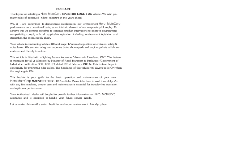 Page 1 de la notice Manuel utilisateur Hero Maestro Edge 125 (2019)