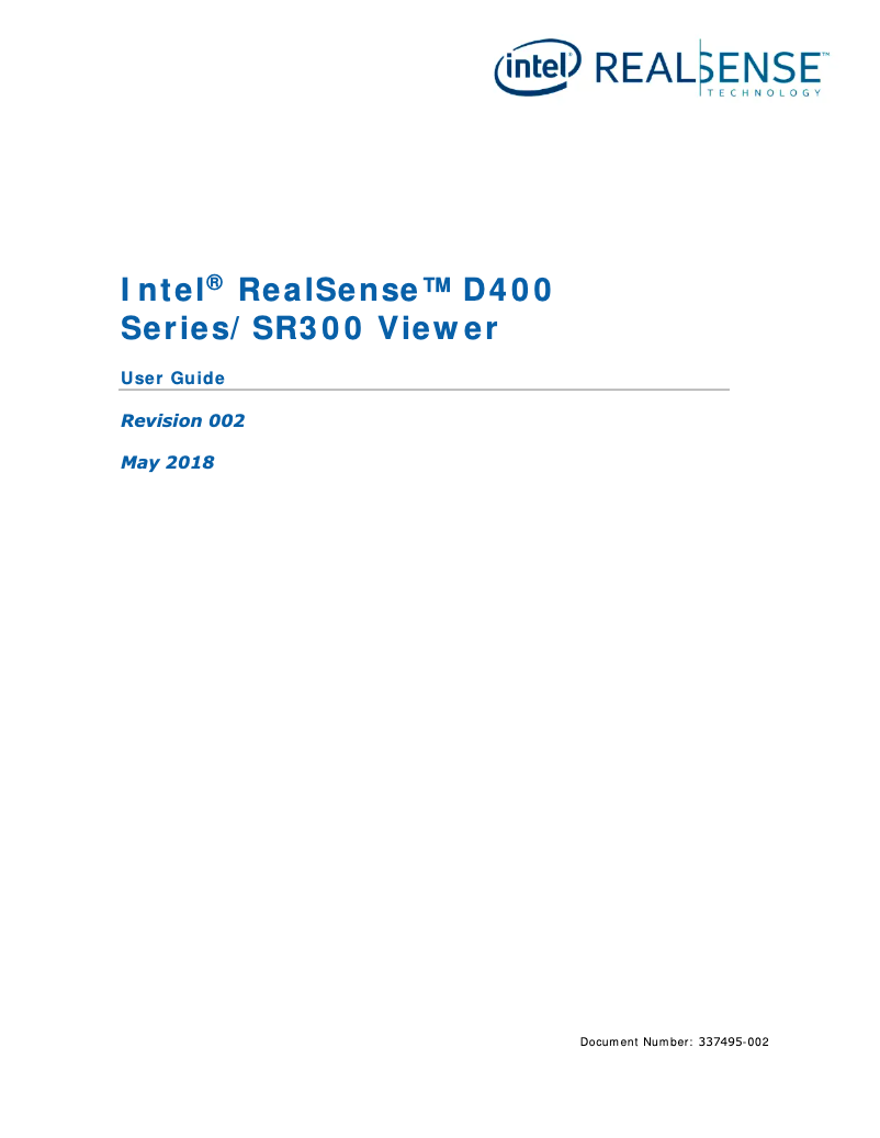 Page n°1 - Manuel utilisateur Intel RealSense D435