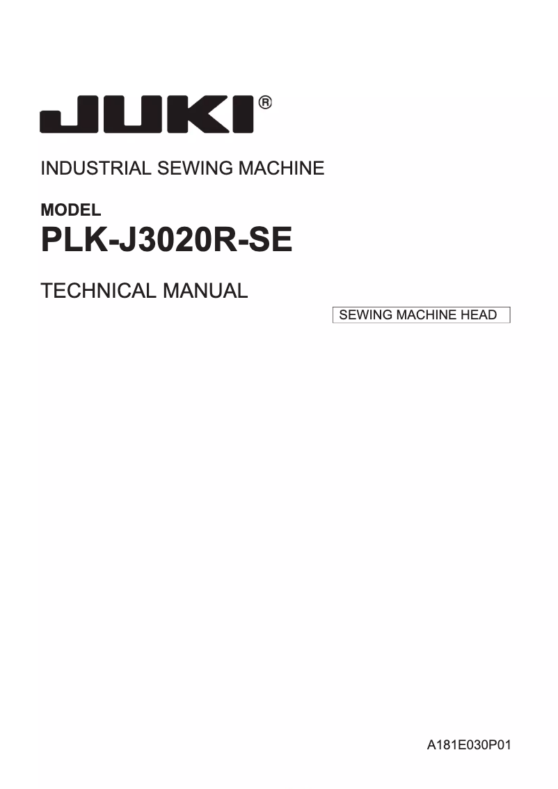 Page n°1 - Manuel utilisateur Juki PLK-J2516R-YU