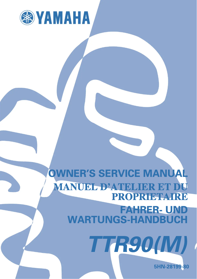 Page 1 de la notice Manuel utilisateur Yamaha TTR90 (1999)