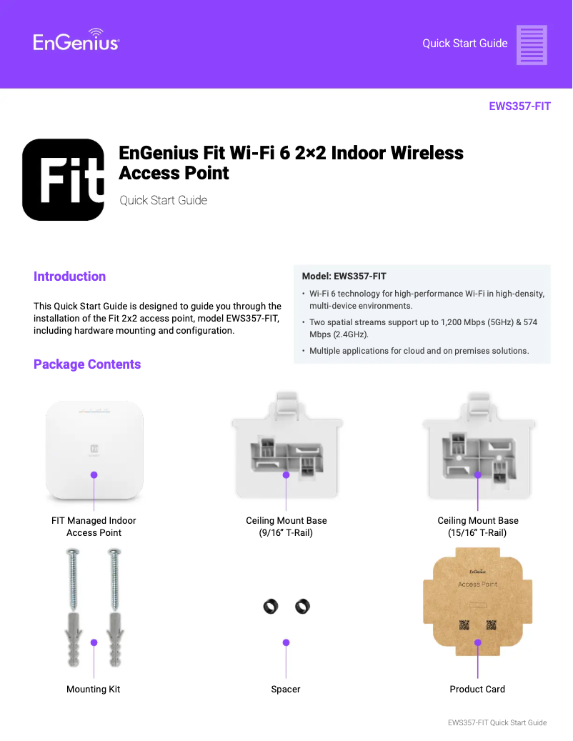Page 1 de la notice Manuel utilisateur EnGenius EWS357-FIT