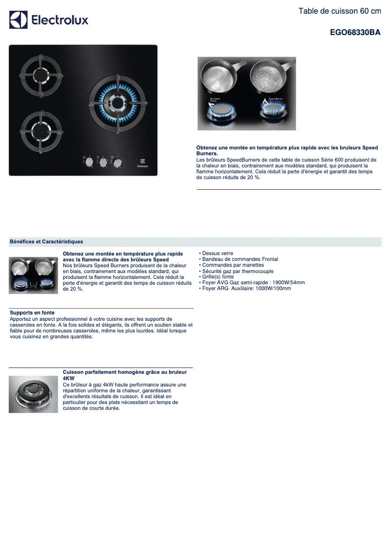 Page n°1 - Fiche technique Electrolux EGO68330BA