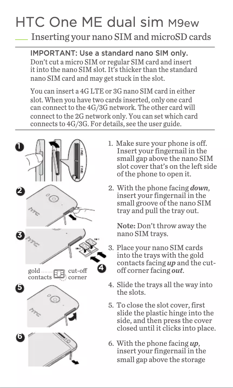 Imagen de la primera página del manual del dispositivo One ME Dual SIM