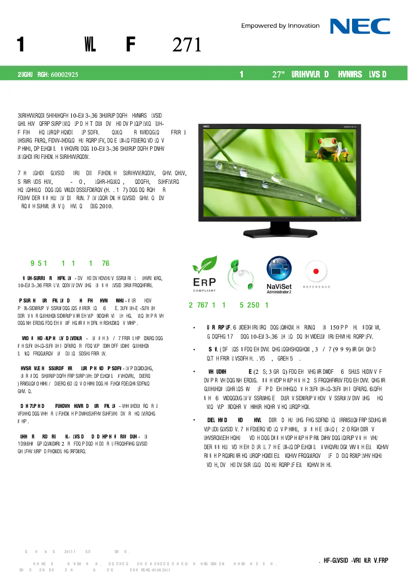 Página 1 del manual Ficha técnica NEC MultiSync PA271W