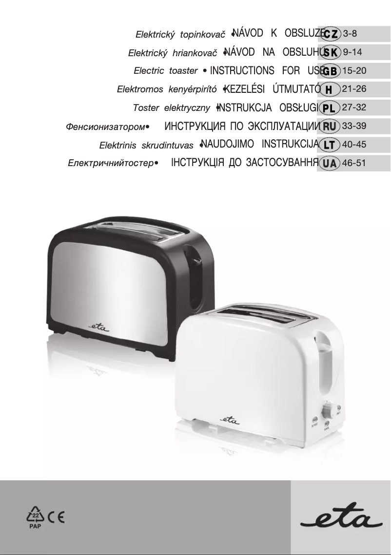 Page 1 de la notice Manuel utilisateur Eta 215790000