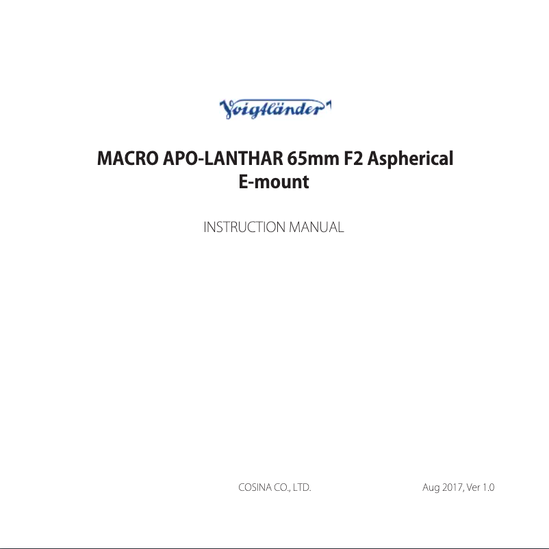 Image de la première page du manuel de l'appareil 65 mm/1:2.0 Macro Apo-Lanthar E