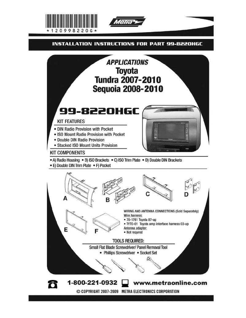 Page n°1 - Manuel utilisateur Metra 99-822OHGC