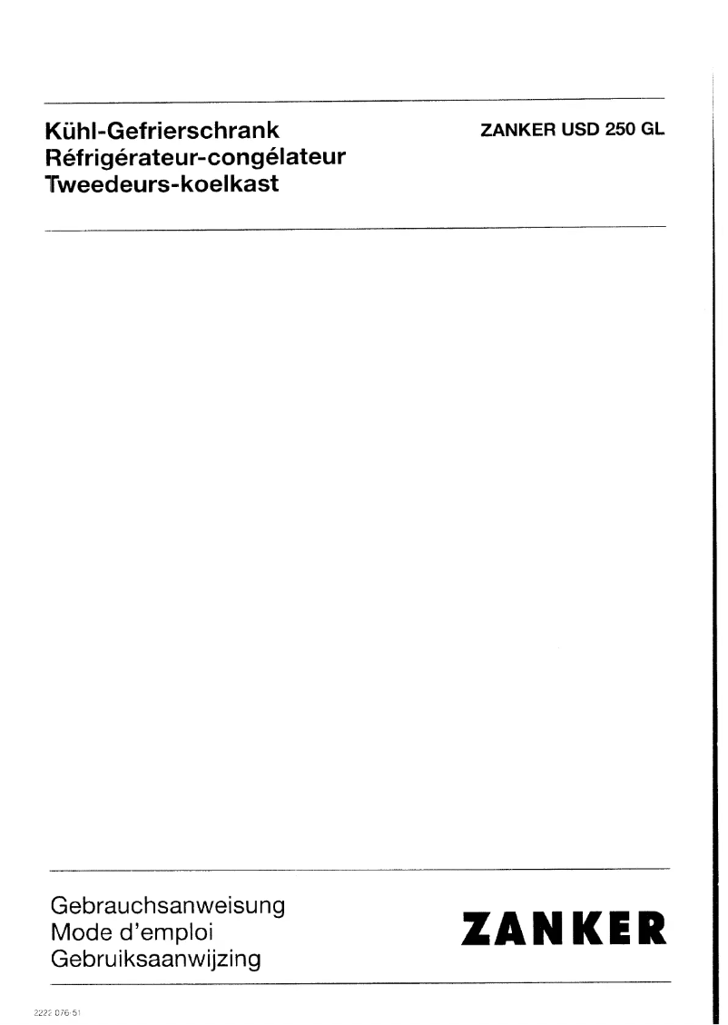 Page 1 de la notice Manuel utilisateur Zanker USD250GL