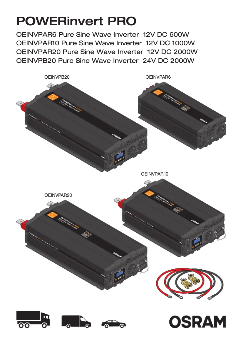 Page 1 de la notice Instructions / montage Osram Pure Sine Wave 12V DC 1000W RCD