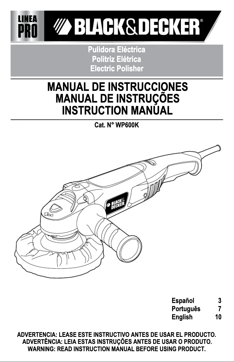 Image de la première page du manuel de l'appareil WP600K