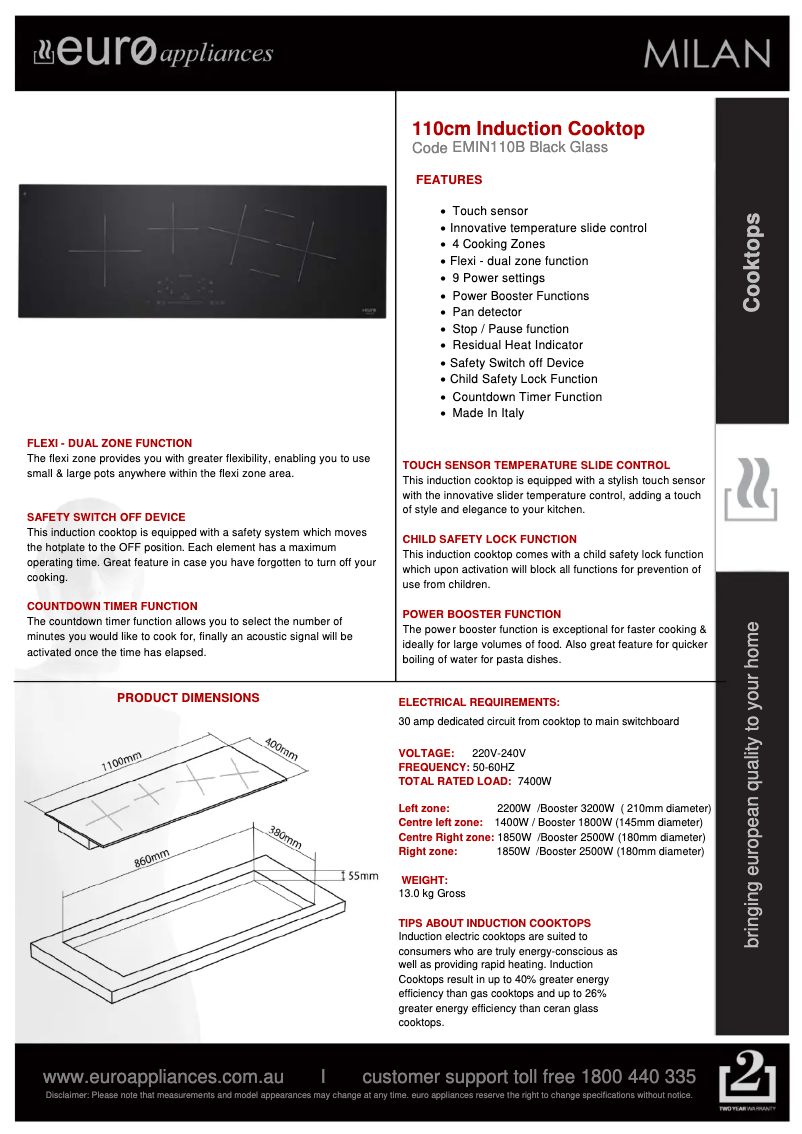 Page n°1 - Fiche technique Euro Appliances EMIN110B