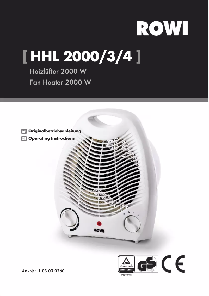 Page n°1 - Manuel utilisateur Rowi HHL 2000/3/4