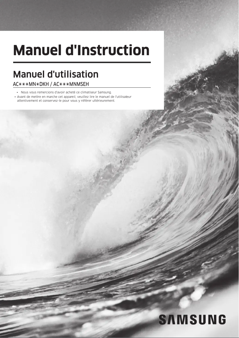 Page 1 de la notice Manuel utilisateur Samsung AC052MNLDKH/EU