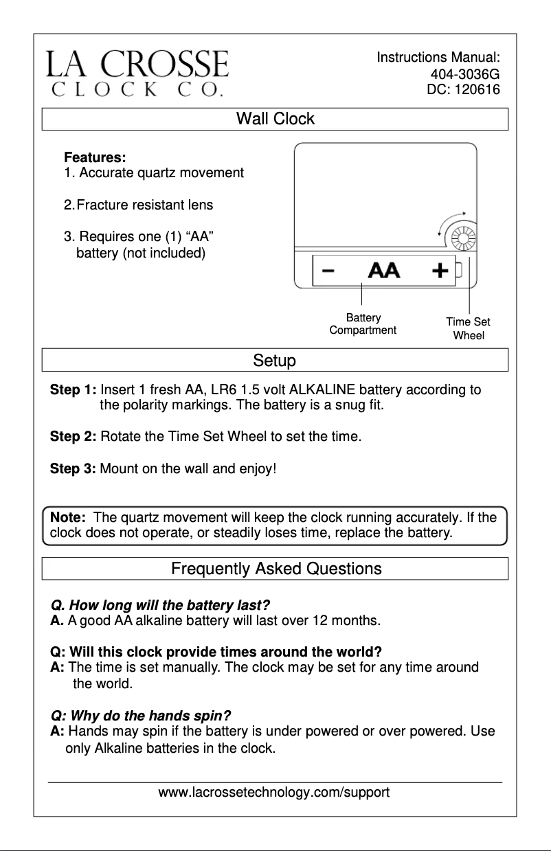 Page 1 de la notice Manuel utilisateur La Crosse Technology 404-3036G