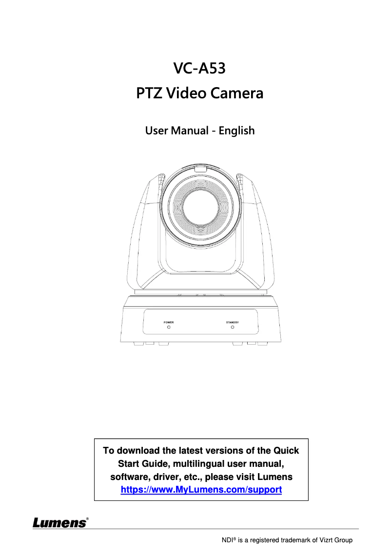 Page n°1 - Manuel utilisateur Lumens VC-A53