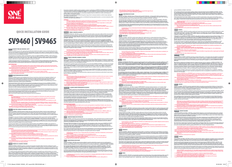 Page 1 de la notice Manuel utilisateur One for all SV 9465