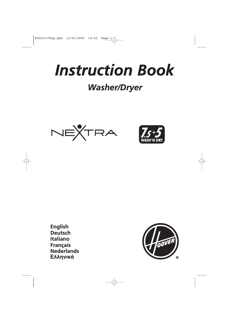 Page n°1 - Manuel utilisateur Hoover HNWF 6167-84M