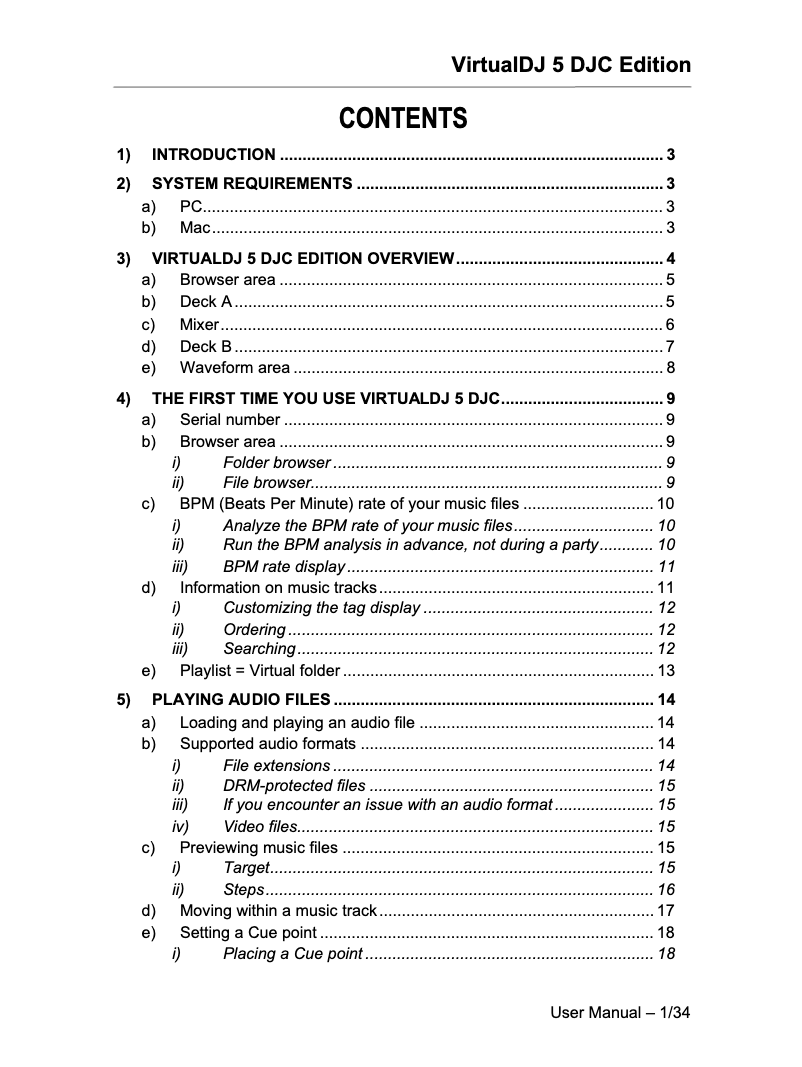Page 1 de la notice Manuel utilisateur Hercules VirtualDJ 5 DJC Edition