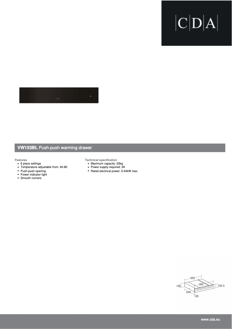 Page n°1 - Fiche technique CDA VW153