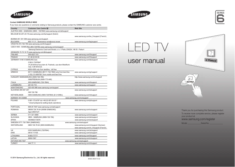 Image de la première page du manuel de l'appareil UE40H6410AS