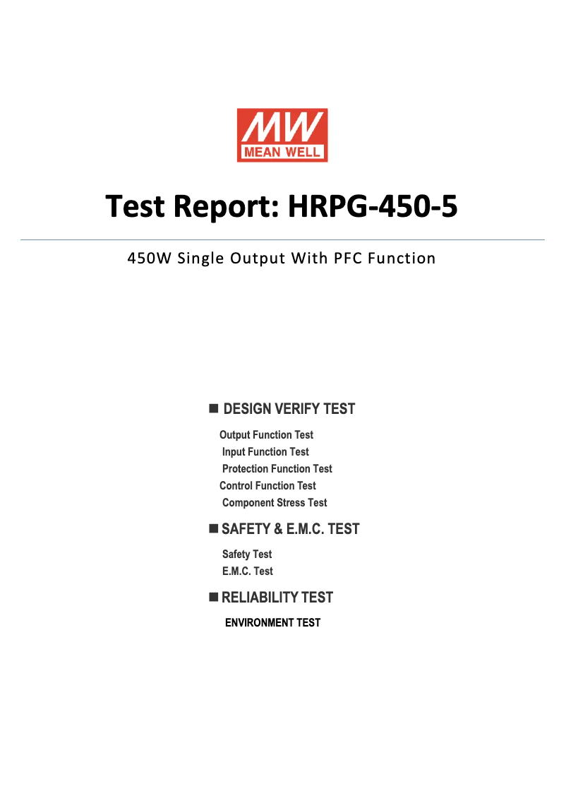 Página 1 del manual Ficha técnica Mean Well HRPG-450-5