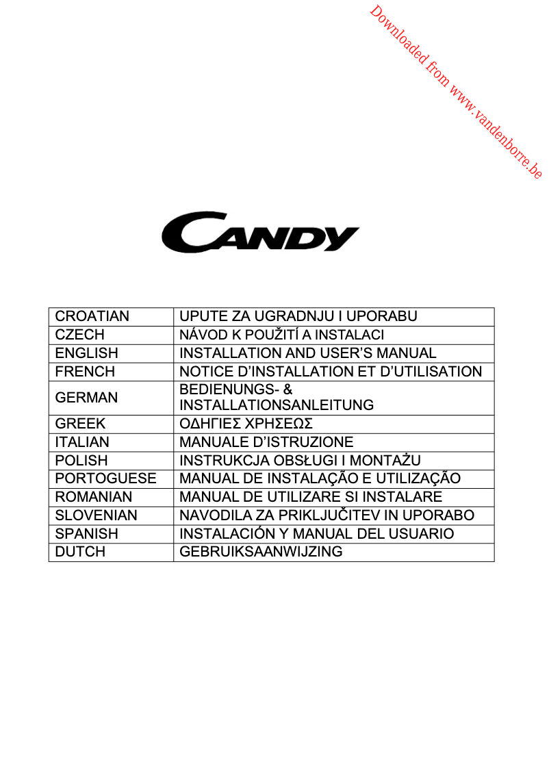 Page 1 de la notice Manuel utilisateur Candy CVMA 90 N