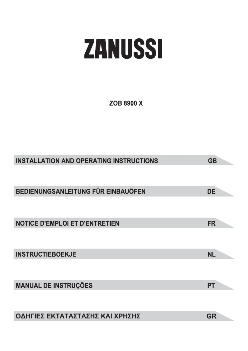 Page 1 de la notice Manuel utilisateur Zanussi ZOB 8900 X