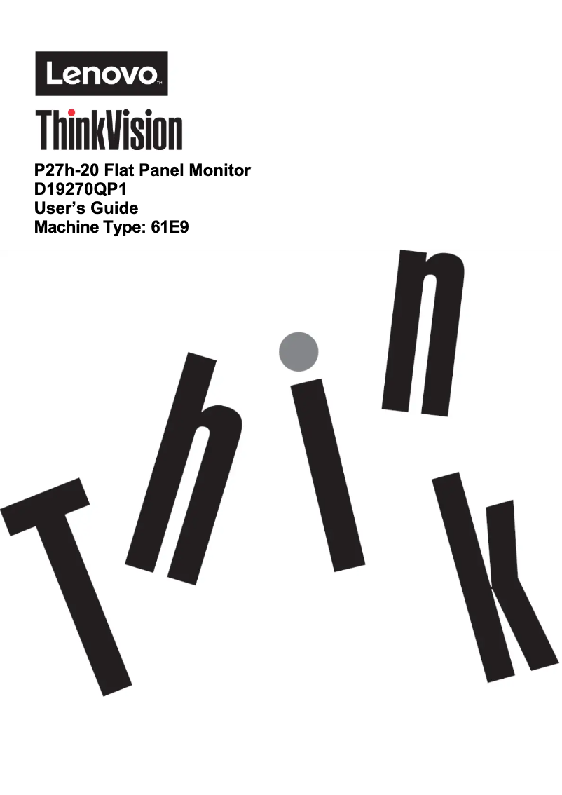 Page n°1 - Manuel utilisateur Lenovo ThinkVision P27h-20