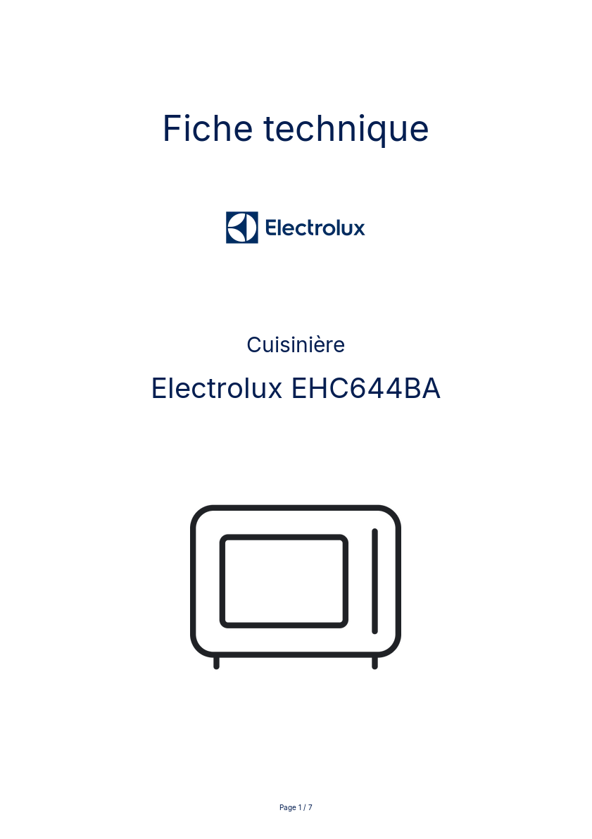 Page n°1 - Fiche technique Electrolux EHC644BA