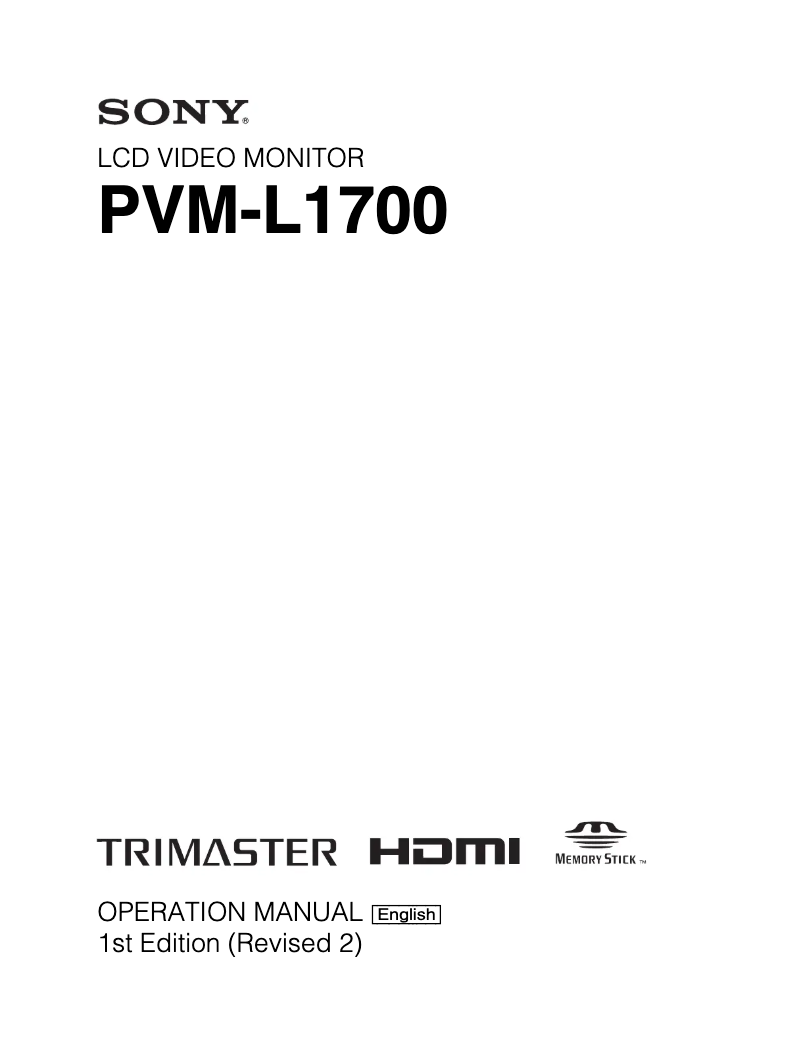 Page 1 de la notice Manuel utilisateur Sony PVM-L1700