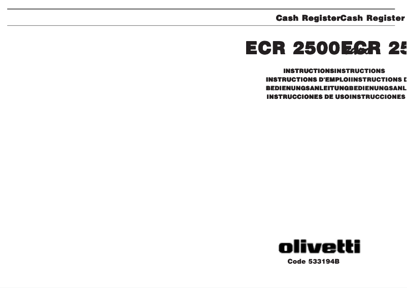 Page 1 de la notice Manuel utilisateur Olivetti ECR 2500