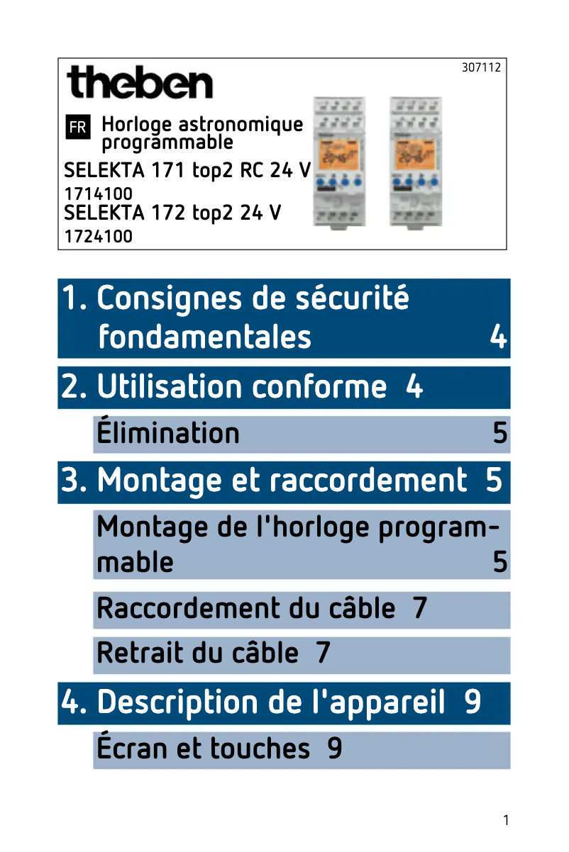 Page n°1 - Manuel utilisateur Theben Selekta 172 top2 24V