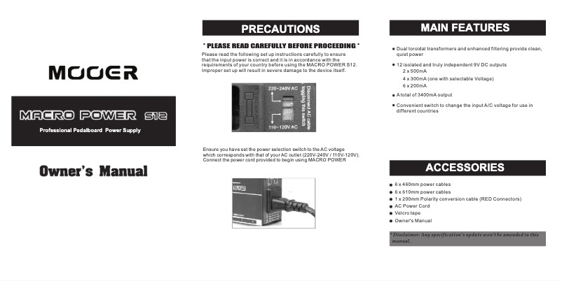 Image de la première page du manuel de l'appareil Macro Power S12