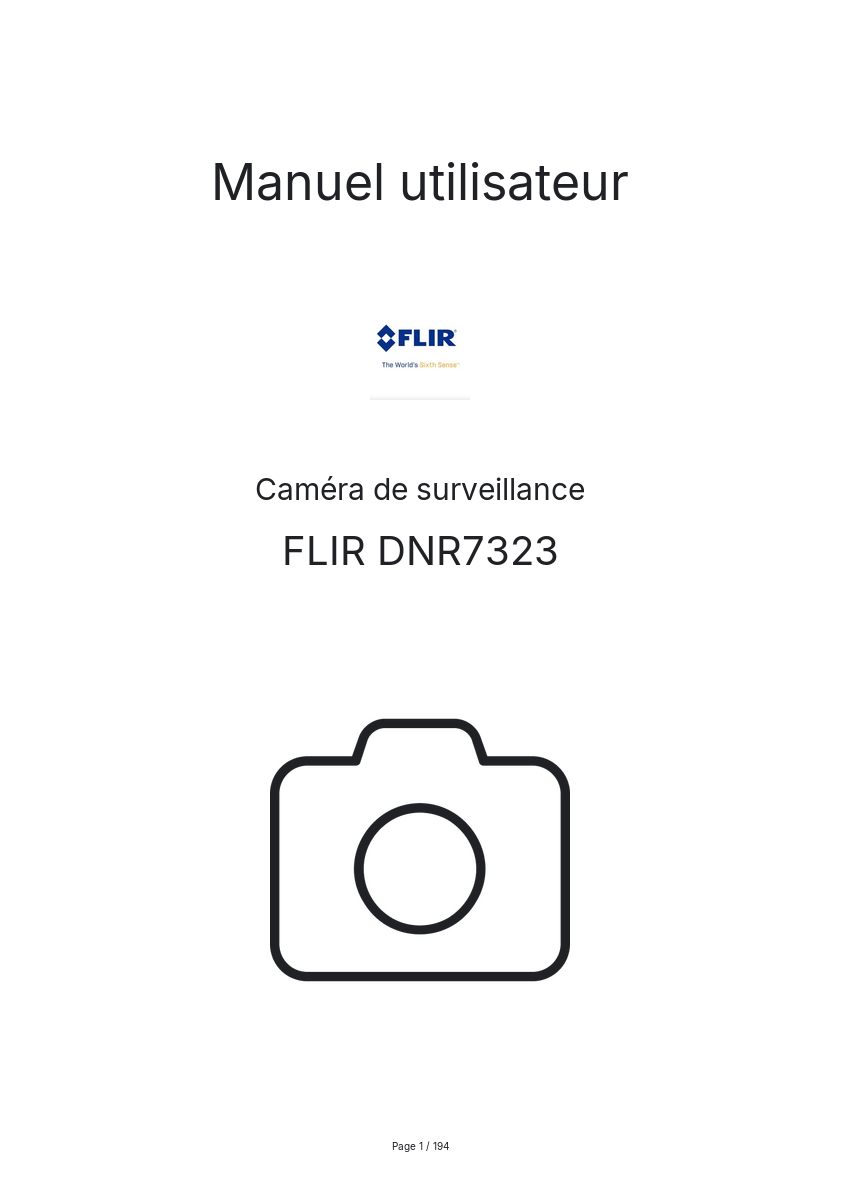 Page 1 de la notice Manuel utilisateur FLIR DNR7323