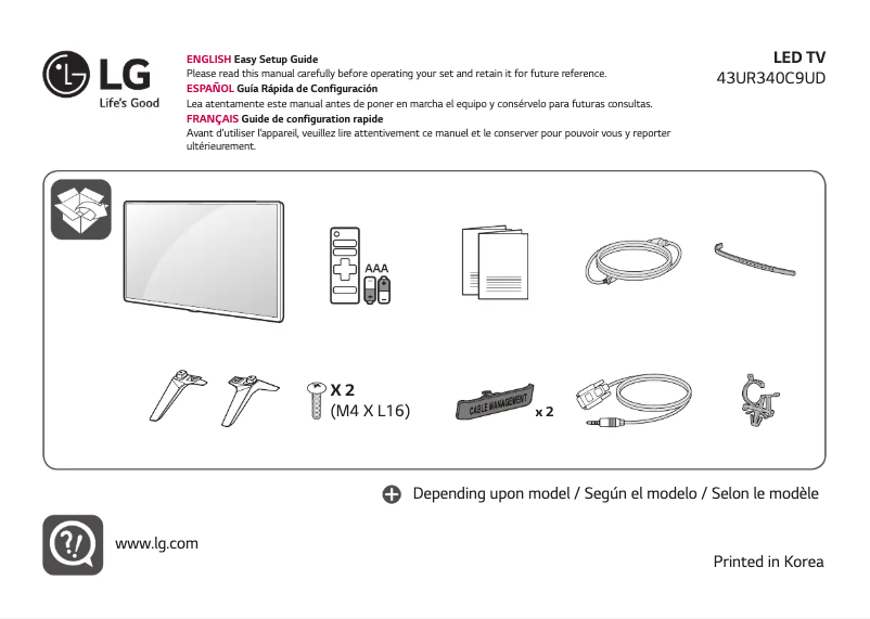Page n°1 - Manuel utilisateur LG 43UR340C9UD