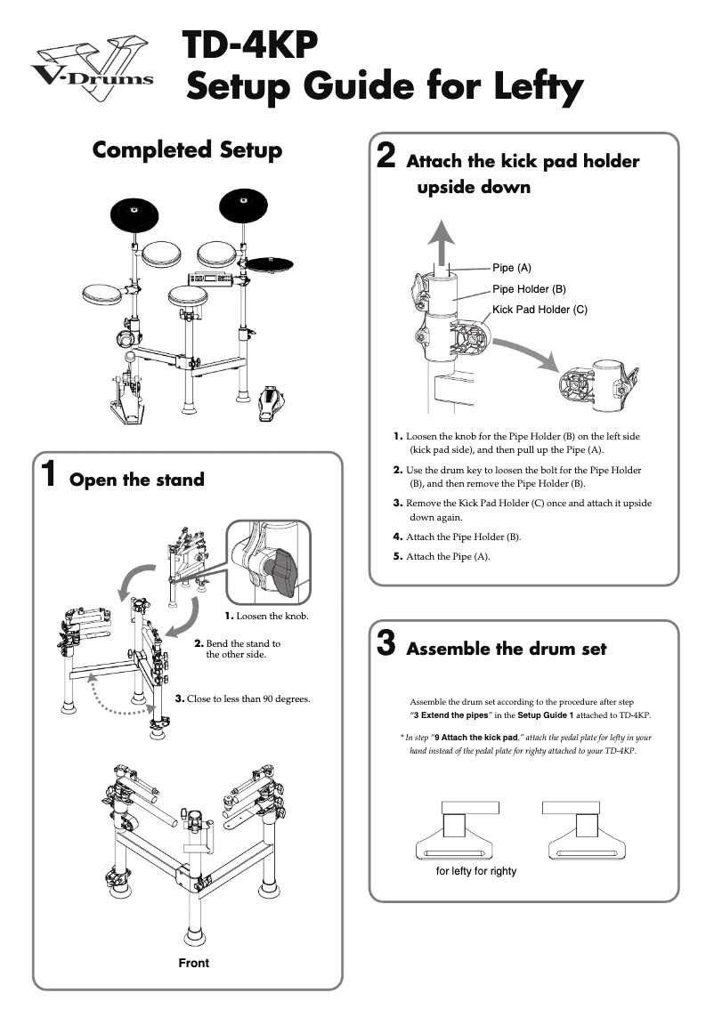 Page 1 de la notice Instructions / montage Roland TD-4KP