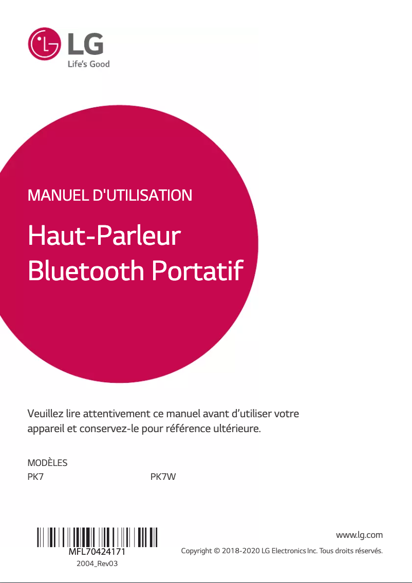 Página 1 del manual Manual de usuario LG PK7