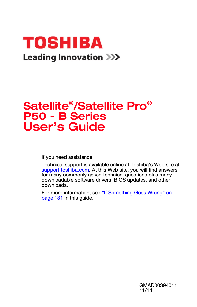 Page 1 de la notice Manuel utilisateur Toshiba Satellite P50