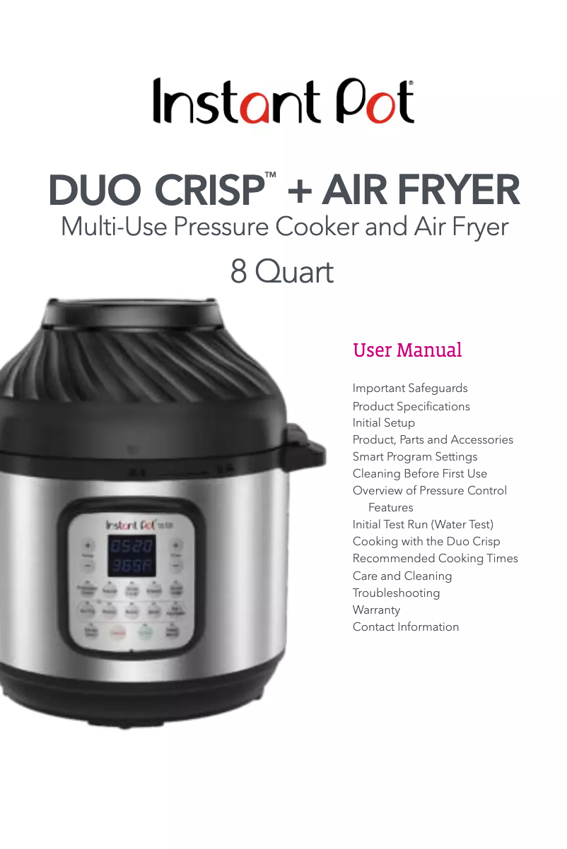 Image de la première page du manuel de l'appareil Duo Crisp