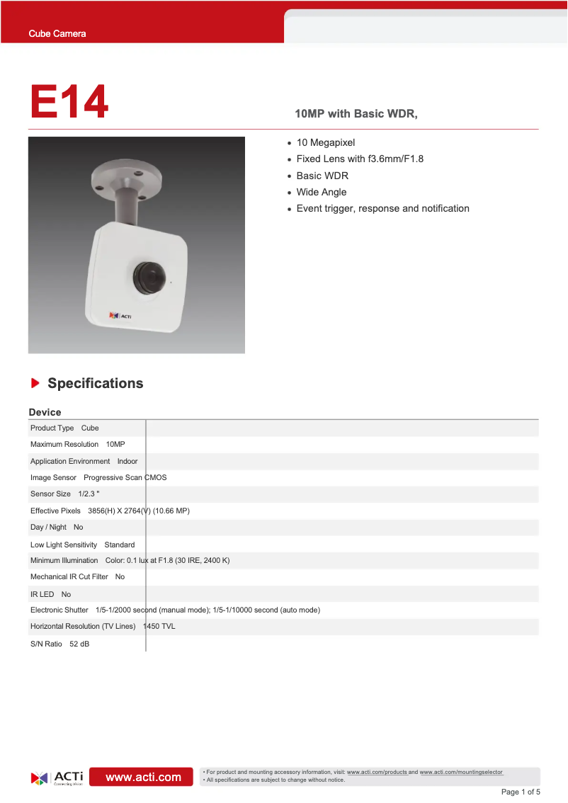 Image de la première page du manuel de l'appareil E14