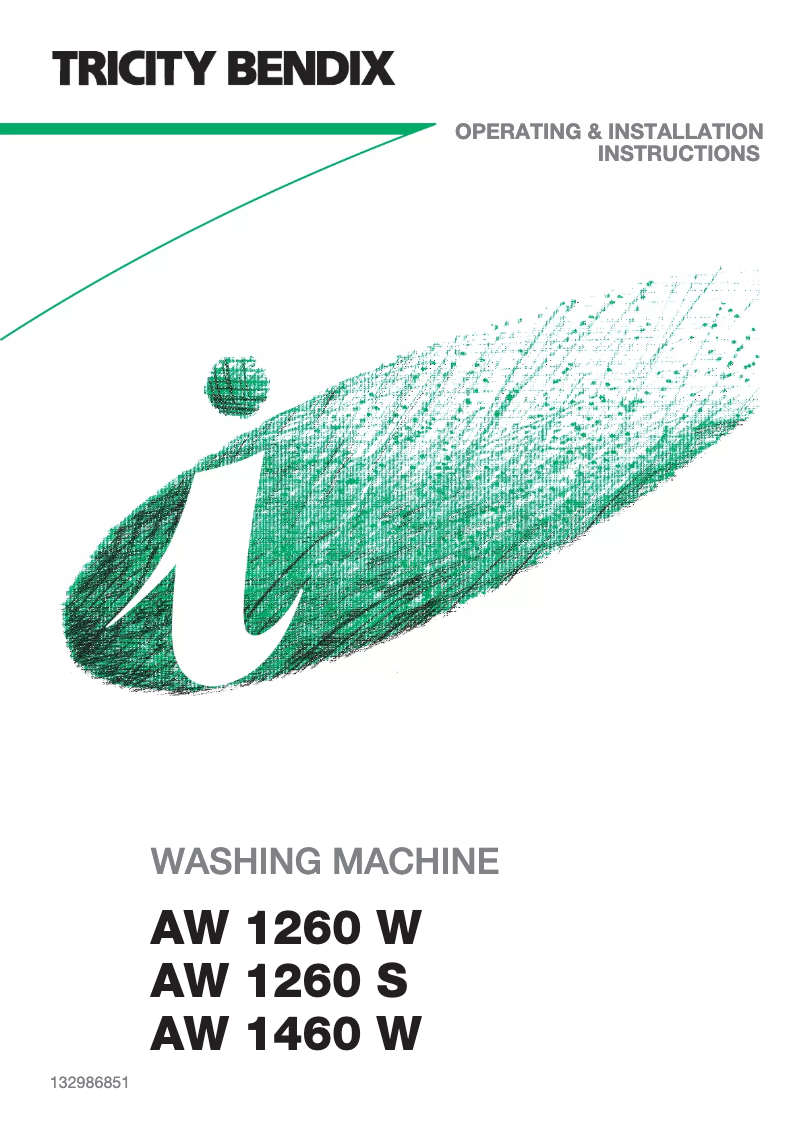 Page 1 de la notice Manuel utilisateur Tricity Bendix AW 1260 S