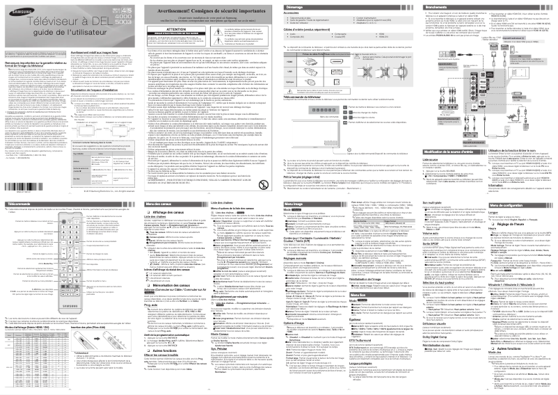 Page 1 de la notice Manuel utilisateur Samsung UN32J4000AFXZA