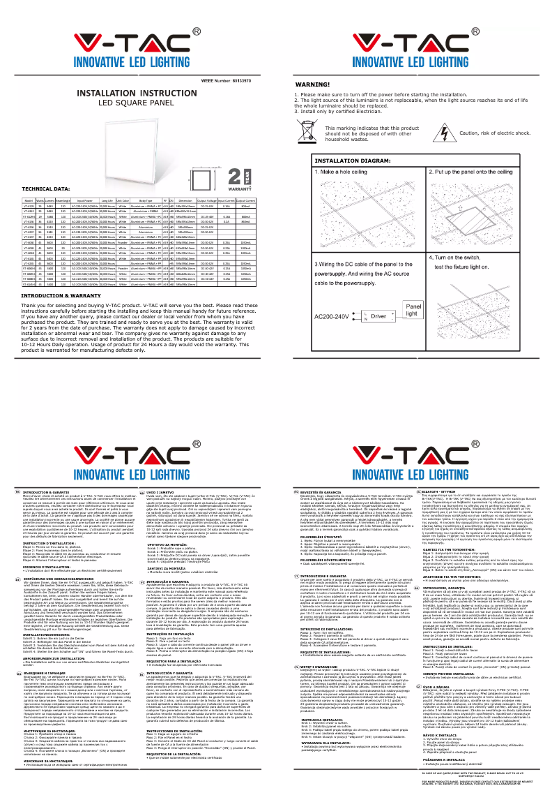Page 1 de la notice Manuel utilisateur V-TAC VT-6068