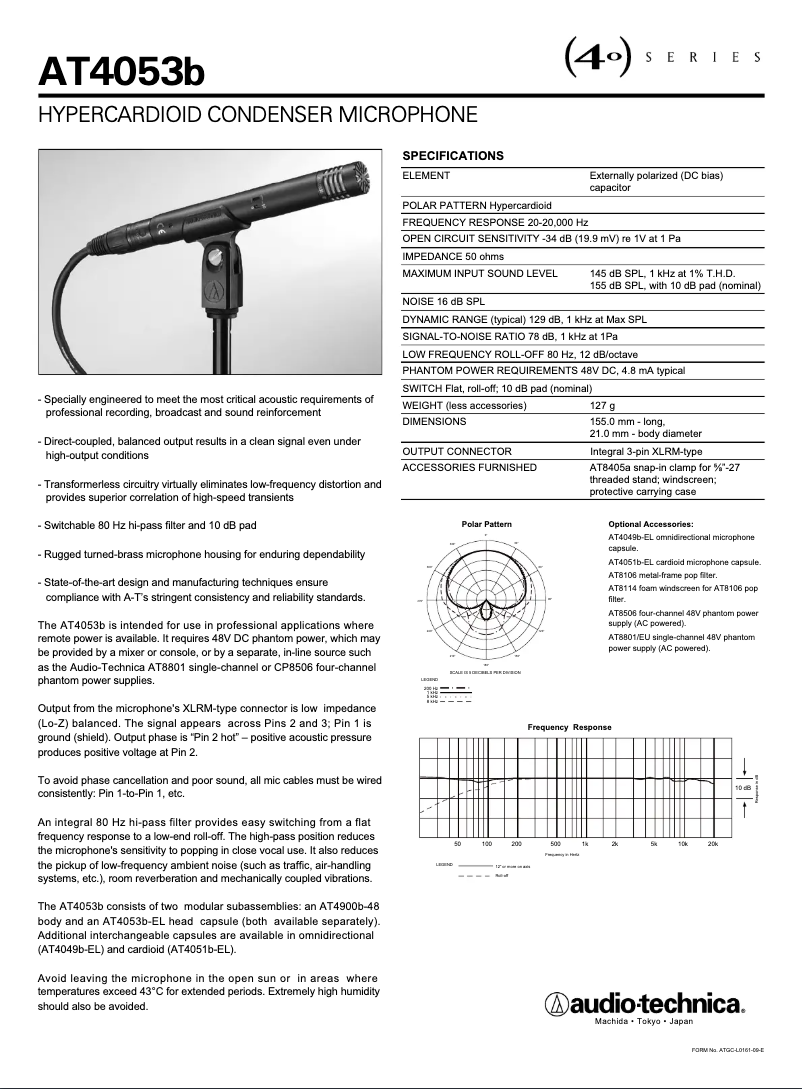 Page n°1 - Manuel utilisateur Audio-Technica AT4053b