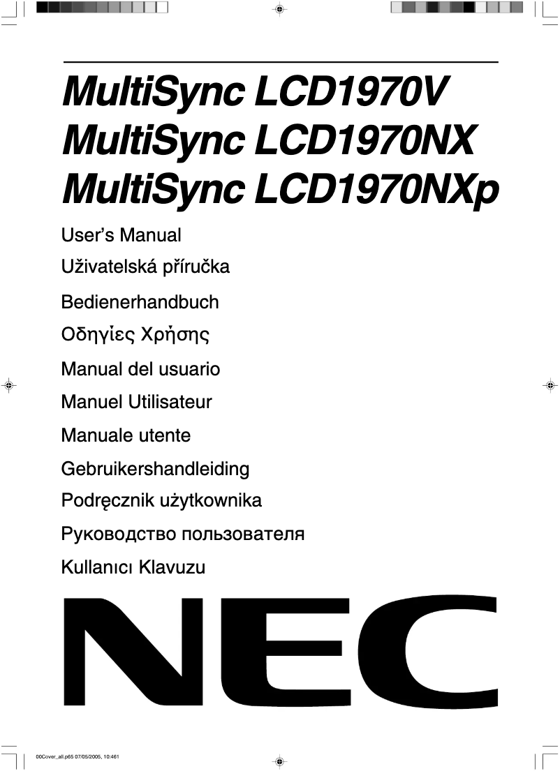 Página 1 del manual Manual de usuario NEC MultiSync LCD1970NXp